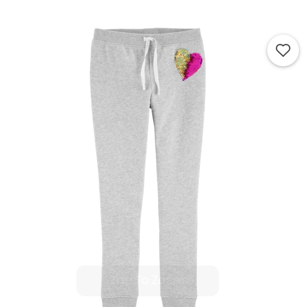 Carter's Girls Grey Sequence Heart Sweat Pants